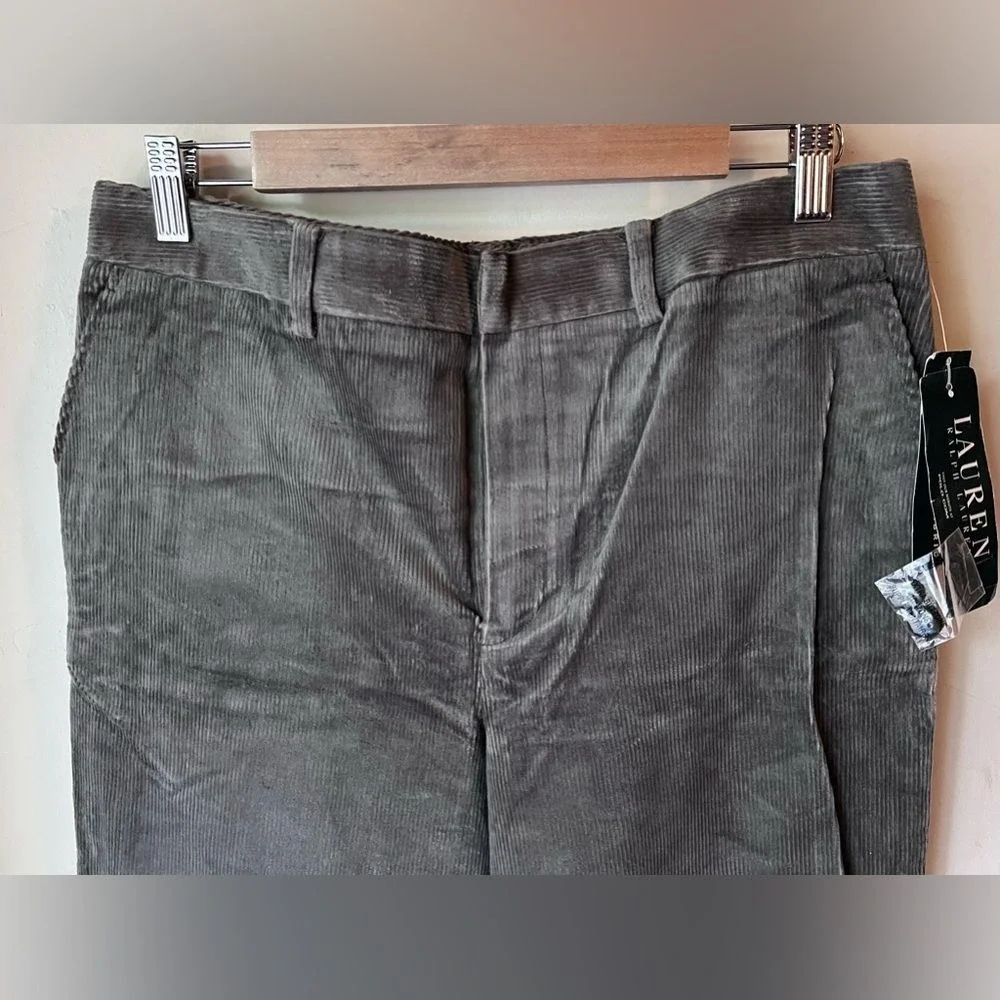 💚 Lauren Ralph Lauren Corduroy Pants Beacon Grey size 12‎ NWT